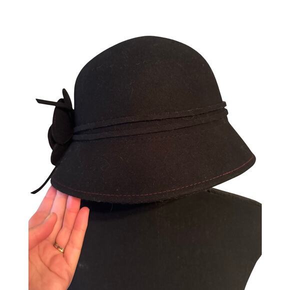 Black Wool Bucket Hat - Picture 2 of 5